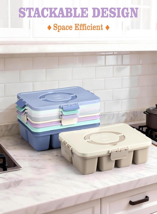 shell and turtle Snackle Box Container, Divided Serving Tray with Lid and Handle, 9 Compartments Snack Box Container for Adults, Portable Charcuterie Serving Platter for Candy Fruit, 9.9 Cups, Lavender - Image 3