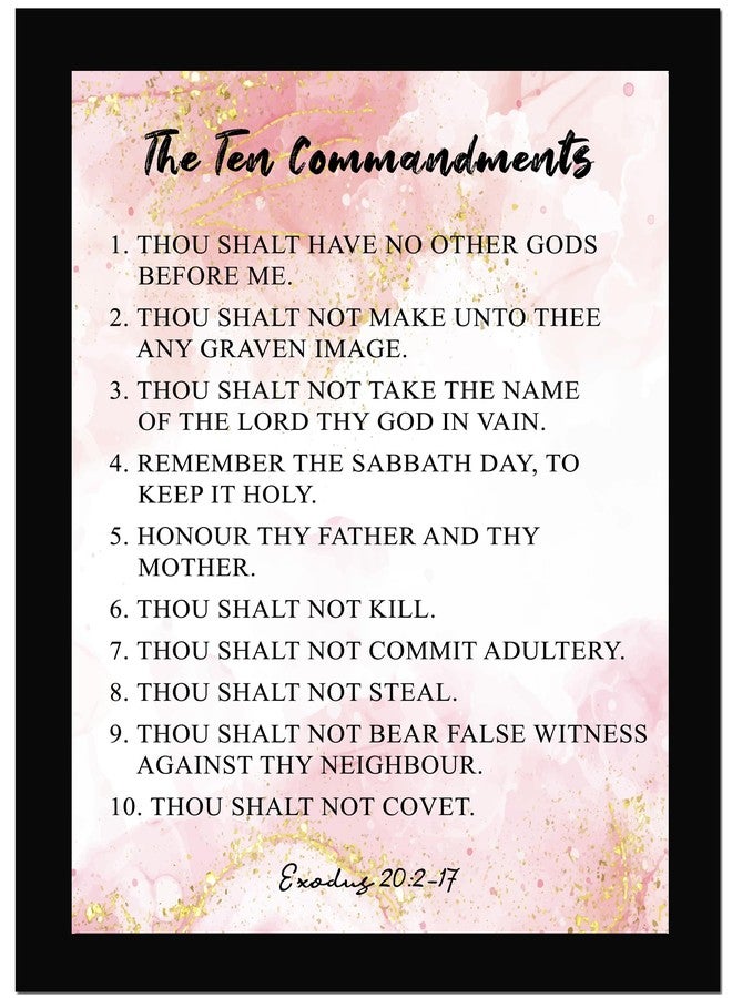 AR Creative The Ten Commandments - Bible Verse Wall Photo Framed Wall Poster, Bible Quotes Print with Frame, Home, Office Decor, Bible Quotes Poster (13.6 inch x 10.2 inch) - Image 1