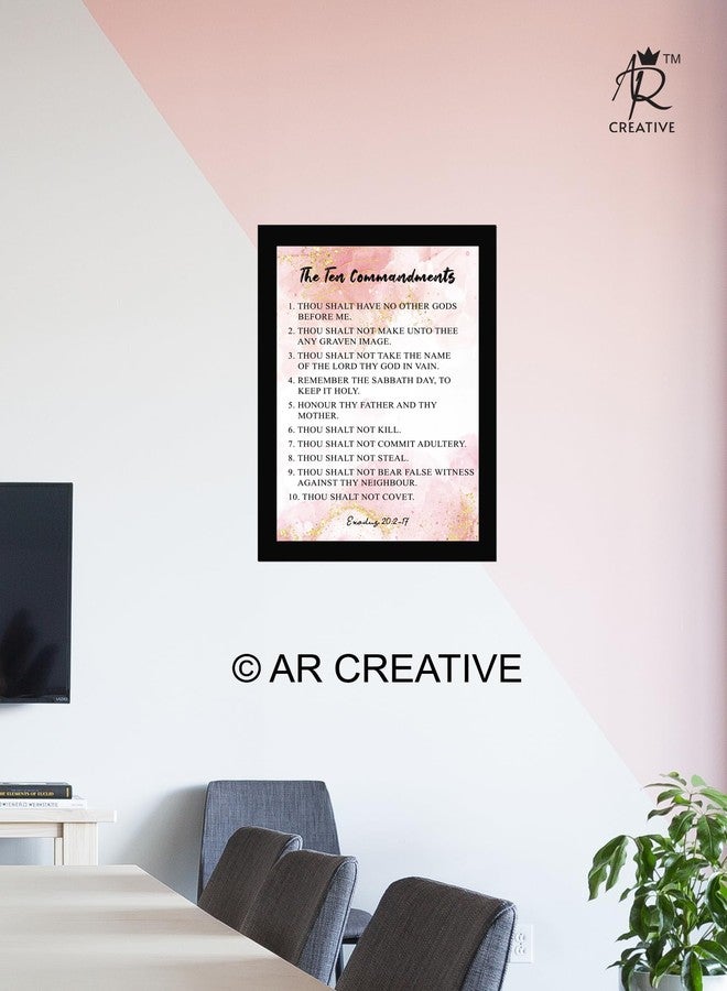 AR Creative The Ten Commandments - Bible Verse Wall Photo Framed Wall Poster, Bible Quotes Print with Frame, Home, Office Decor, Bible Quotes Poster (13.6 inch x 10.2 inch) - Image 2