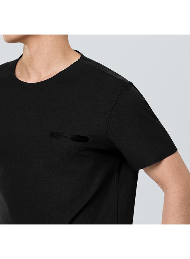 Markless Men's Short Sleeve Quick-drying Sun Protection T-shirt Summer New Cool Feeling Top 5658 Black L - Image 1