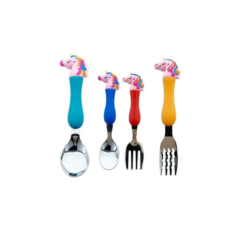 MINNIKOO Minnikoo Unicorn Theme Kids Cutlery Set Stainless Steel Fork Spoon and Knife for Children MKI032UNCONCURL  - Image 1