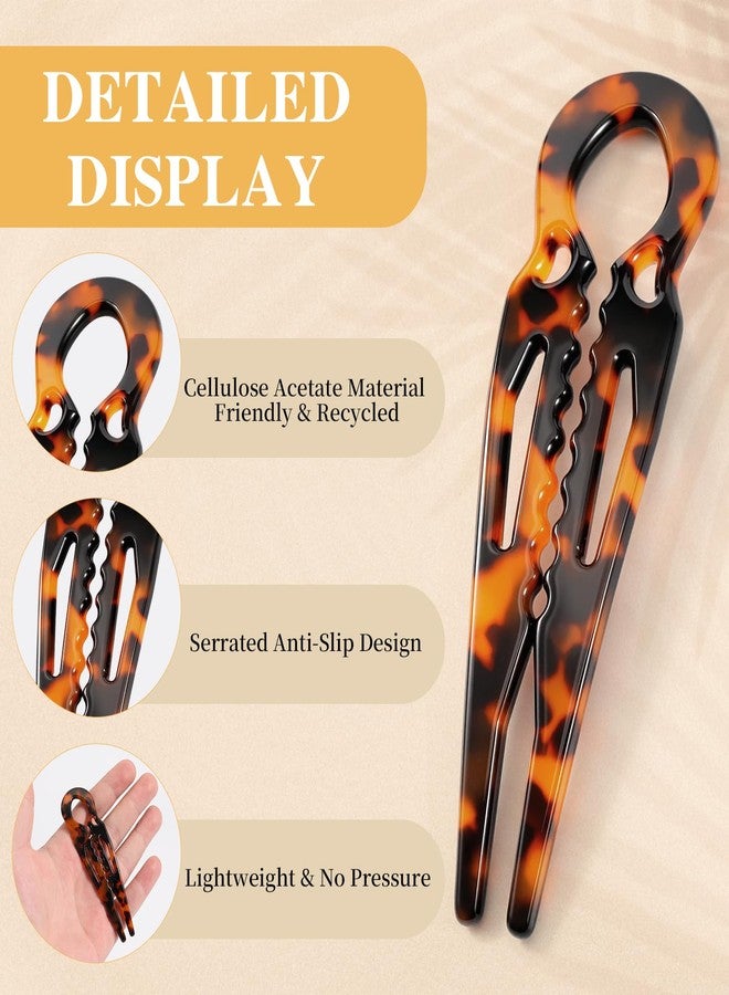 Auseibeely 4PCS Prestige French Hair Pins Tortoise Shell Acetate Hairpins for Women - Elegant Styling Accessories for Buns Twist Updos U-Shaped Curved Serrated Anti-Slip Strong Grip Hair Clips (3.5 Inch, Small) - Image 3