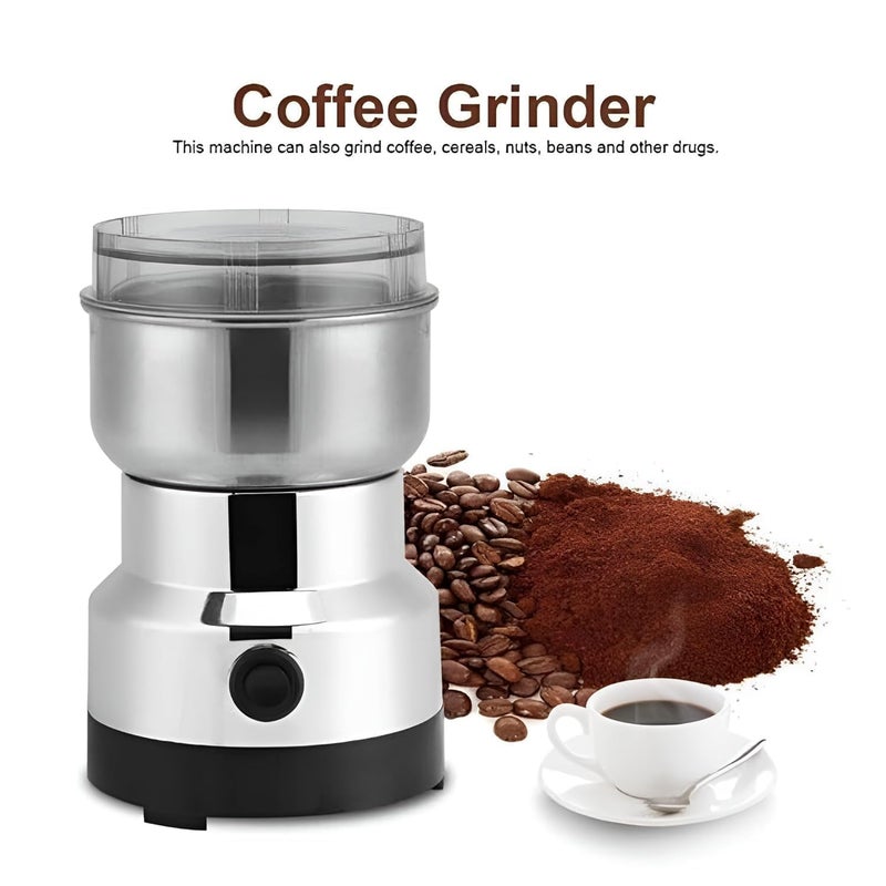 KALUG Nima Stainless Steel Multifunctional Electric Grinder Coffee Maker Mini Spice Coffee and Masala Grinder for Beans Nuts and Grains Household Mixer Grinder2 Silver - Image 2