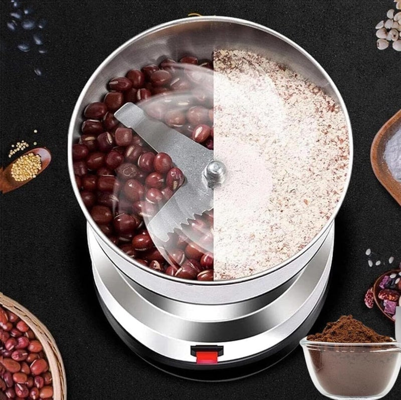 KALUG Nima Stainless Steel Multifunctional Electric Grinder Coffee Maker Mini Spice Coffee and Masala Grinder for Beans Nuts and Grains Household Mixer Grinder2 Silver - Image 4