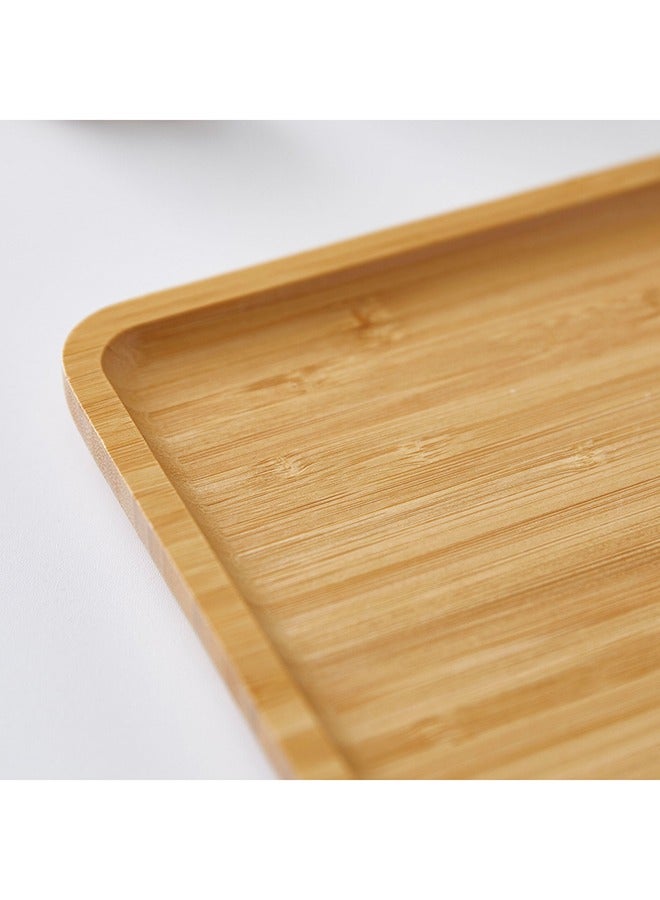 أطباق خشبية صغيرة مستطيلة طويلة لتزيين المنزل وأطباق الجبن والكعك والمقبلات وأطباق اللحوم الباردة للمطبخ وطبق الطعام وصينية الحلوى المستطيلة للوجبات الخفيفة باللون البيج - Image 4