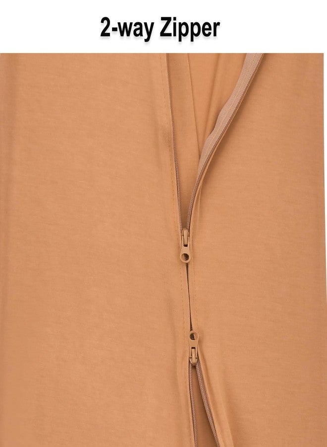 Aablexema Baby Romper Bamboo Rayon Short Sleeve Footless Pajamas 2 Way Zipper Summer Sleeper Jumpsuit Outfits(Khaki & Green,12-18m) - Image 5