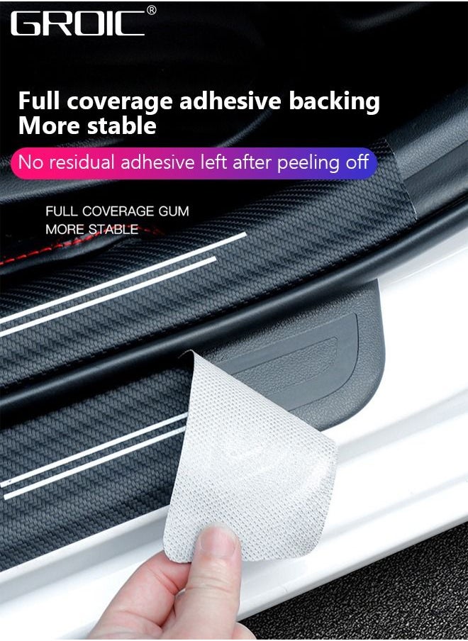 GROIC 5PCS Car Door Sill Protector Stickers,Carbon Fiber Sport Threshold/Rear Bumper Guard Anti-Scratch Sticker Door Edge Protection Decorate,Interior Accessories Self-Adhesive Anti-Scratch Waterpoor  - Image 2