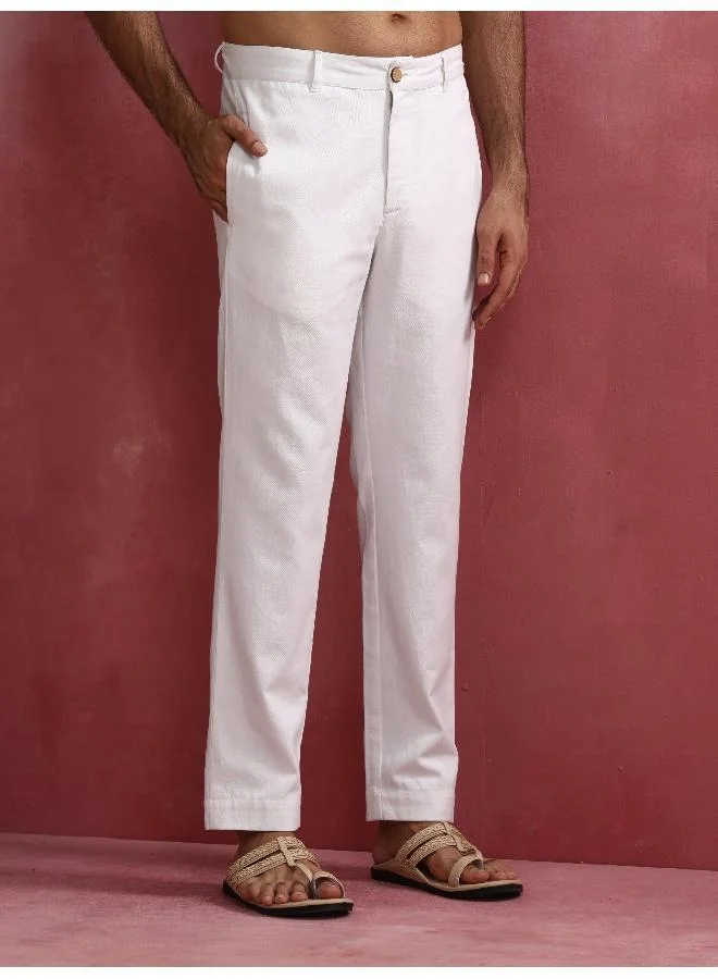 ترو برونز Men's White Cotton Twill Pants