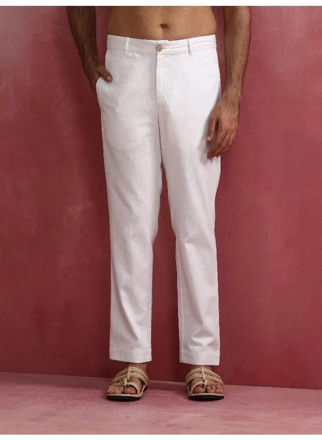 trueBrowns Men's White Cotton Twill Pants