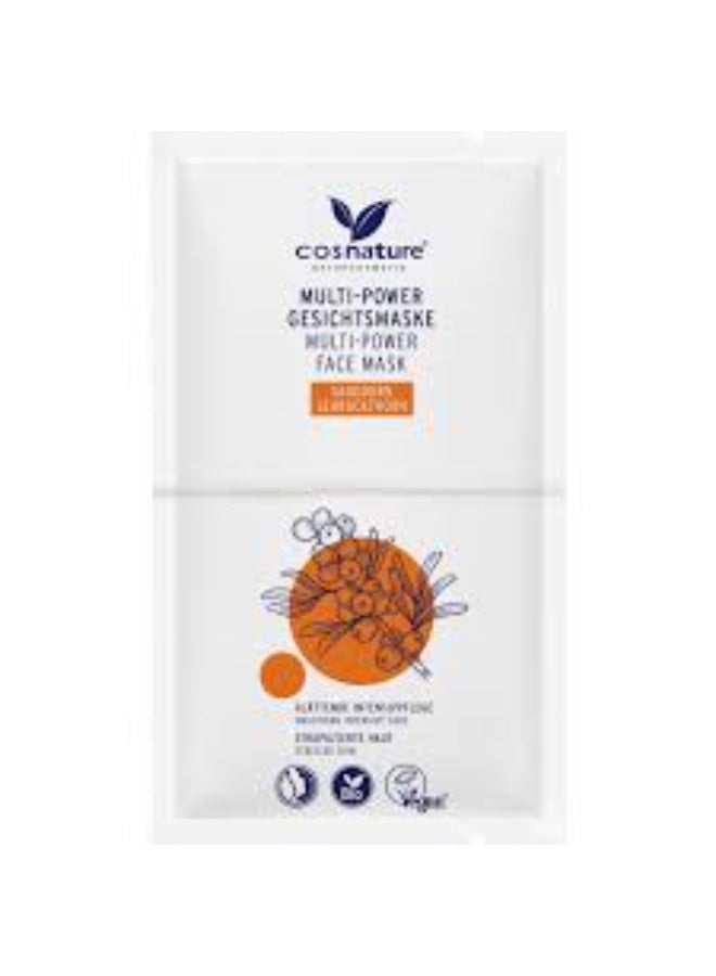 cosnature Multi-Power Face Mask Seabuckthorn – 16 ml, Intensive Glow & Hydration Treatment for Silky-Smooth, Radiant Skin with Nourishing Antioxidant Care You Can See After One Use ,Made in Germany - Image 1