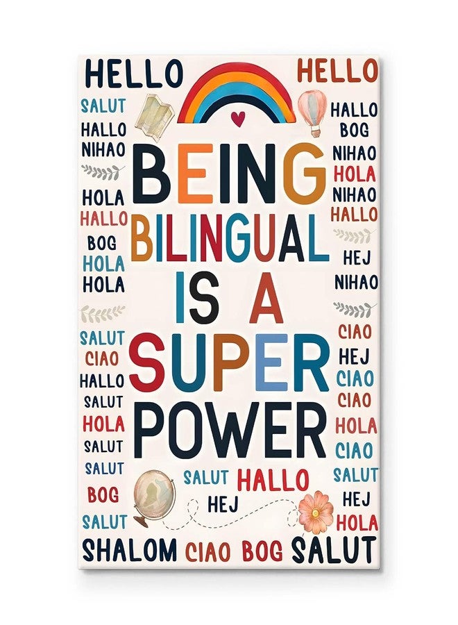 Sunwes Back to School Canvas Wall Art, Bilingual Superpower Poster Print, Multilingual Diversity Quote Educational Print Framed Oil Painting for ELL, ESL, or Language Classroom Decor 8x10inch - Image 2