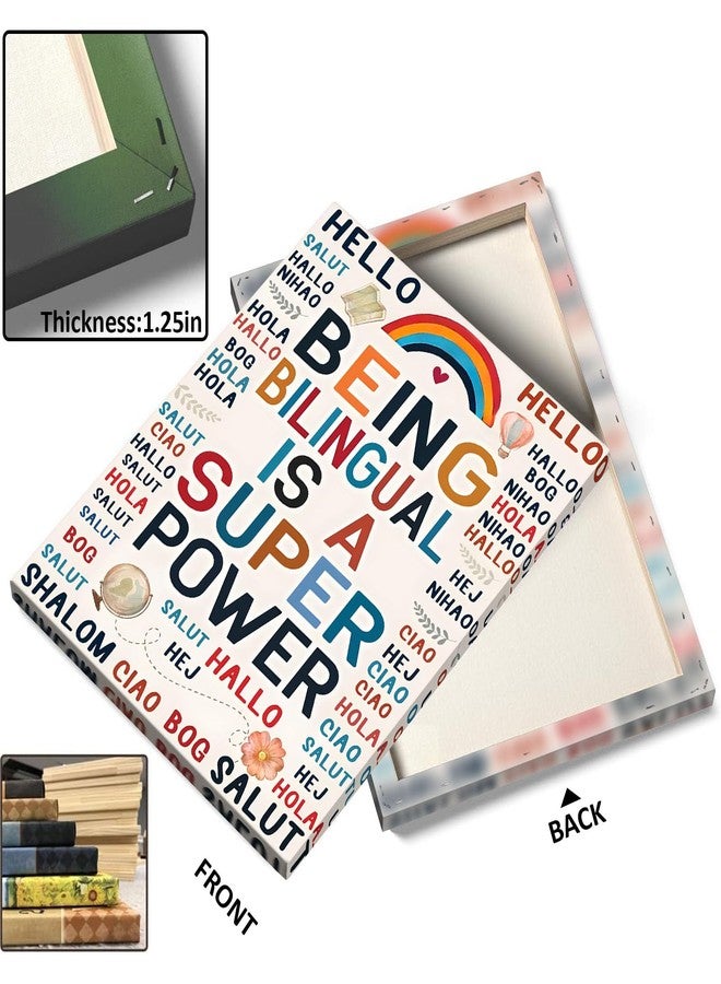 Sunwes Back to School Canvas Wall Art, Bilingual Superpower Poster Print, Multilingual Diversity Quote Educational Print Framed Oil Painting for ELL, ESL, or Language Classroom Decor 8x10inch - Image 3