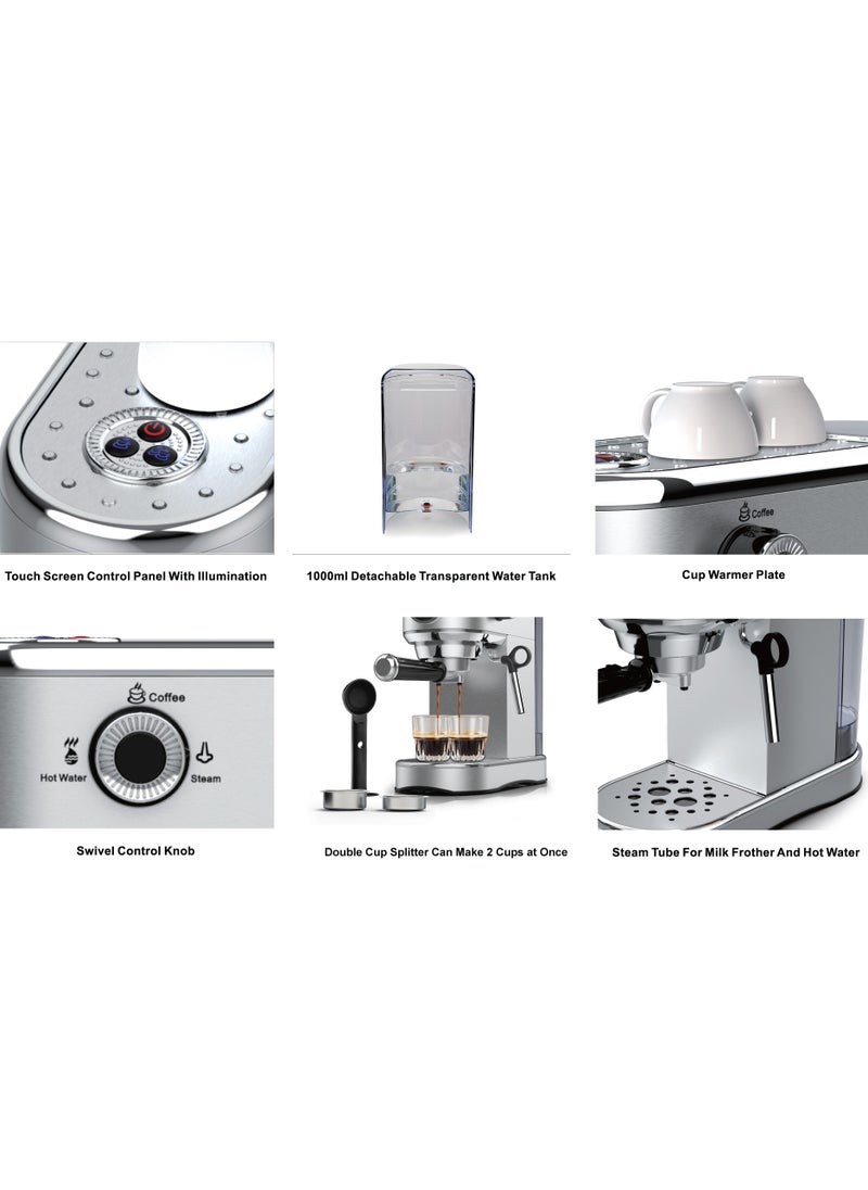 StarSat - Espresso Master ST-697B: Elevate Your Coffee Experience With Precision Brewing, 19 Bar Pressure, Versatile Options, And Advanced Features For Barista-Quality Coffee At Home Silver - Image 1