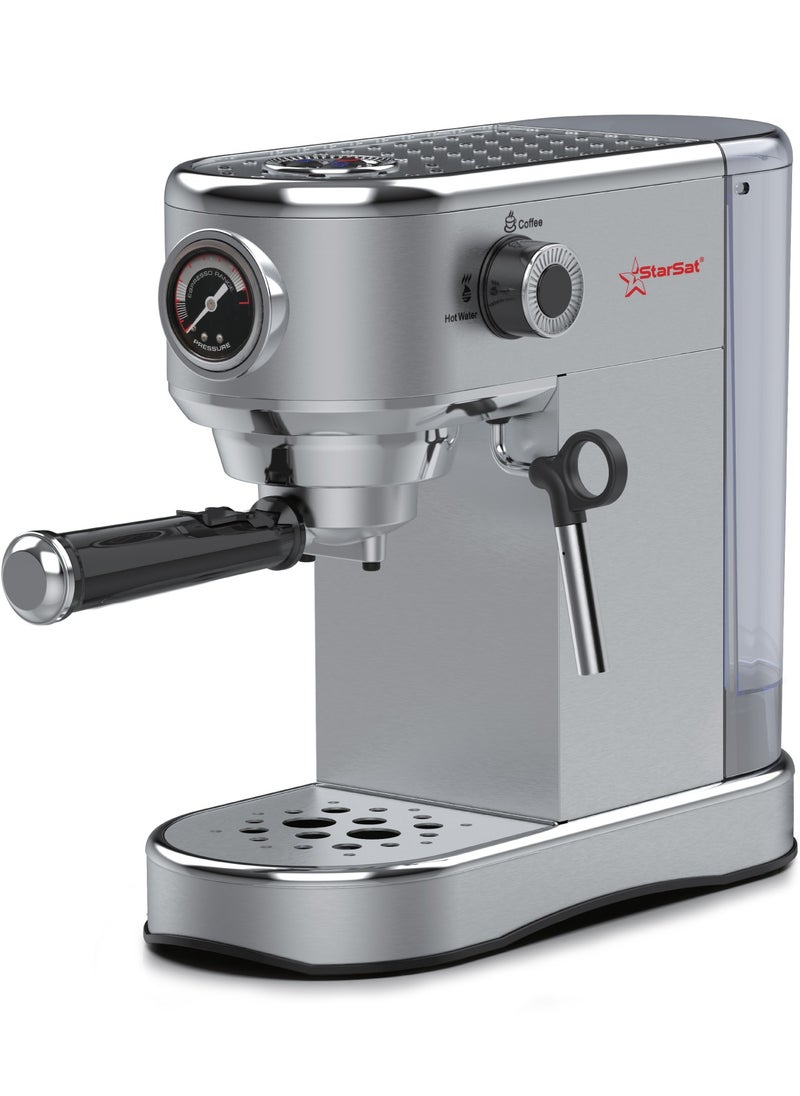 StarSat - Espresso Master ST-697B: Elevate Your Coffee Experience With Precision Brewing, 19 Bar Pressure, Versatile Options, And Advanced Features For Barista-Quality Coffee At Home Silver - Image 1