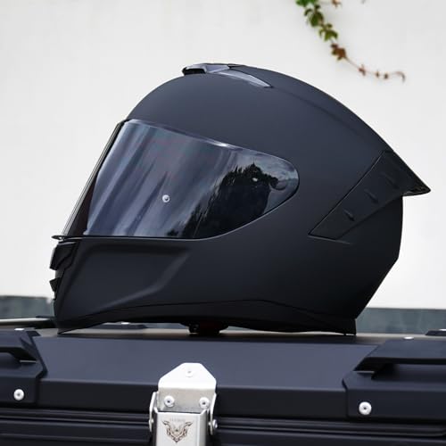 MXJ Gear Full Face Motorcycle Helmet,Helmets for Adults Motorcycle, MG611 Motorbike Racing Street Bike Helmets with Black Visor for Men Women,DOT Approved (Matte Black, L) - Image 3
