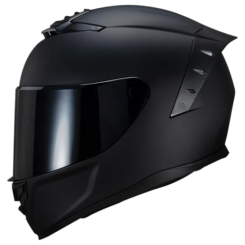 MXJ Gear Full Face Motorcycle Helmet,Helmets for Adults Motorcycle, MG611 Motorbike Racing Street Bike Helmets with Black Visor for Men Women,DOT Approved (Matte Black, L) - Image 1