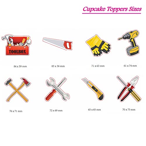 The DaPai 24 Pack Tools Themed Cupcake Toppers Cake Decorations Handyman Toolbox Plier Hammer Screwdriver Drill Wrench Handsaw Cupcake Picks for Boys Men Mechanic Theme Birthday Party Supplies - Image 5