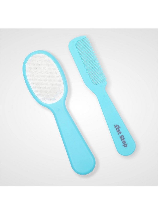 1st Step Matte Collection Easy Grip Compact Soft & Gentle Comb And Brush Grooming Set Blue - Image 4