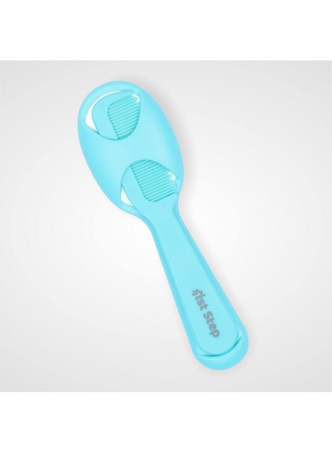 1st Step Matte Collection Easy Grip Compact Soft & Gentle Comb And Brush Grooming Set Blue - Image 3