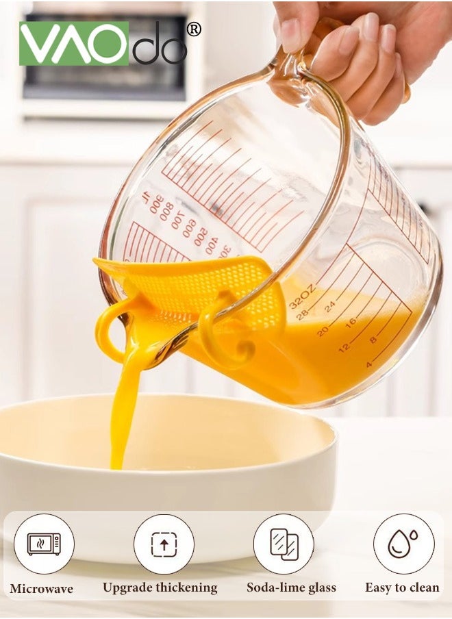 VAOdo Glass Measuring Cup with Filter and Egg Beater for Baking and Cooking, Dishwasher Freezer Microwave and Preheated Oven Safe  - Image 2