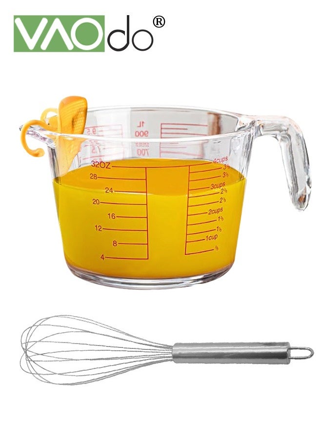 VAOdo Glass Measuring Cup with Filter and Egg Beater for Baking and Cooking, Dishwasher Freezer Microwave and Preheated Oven Safe  - Image 1