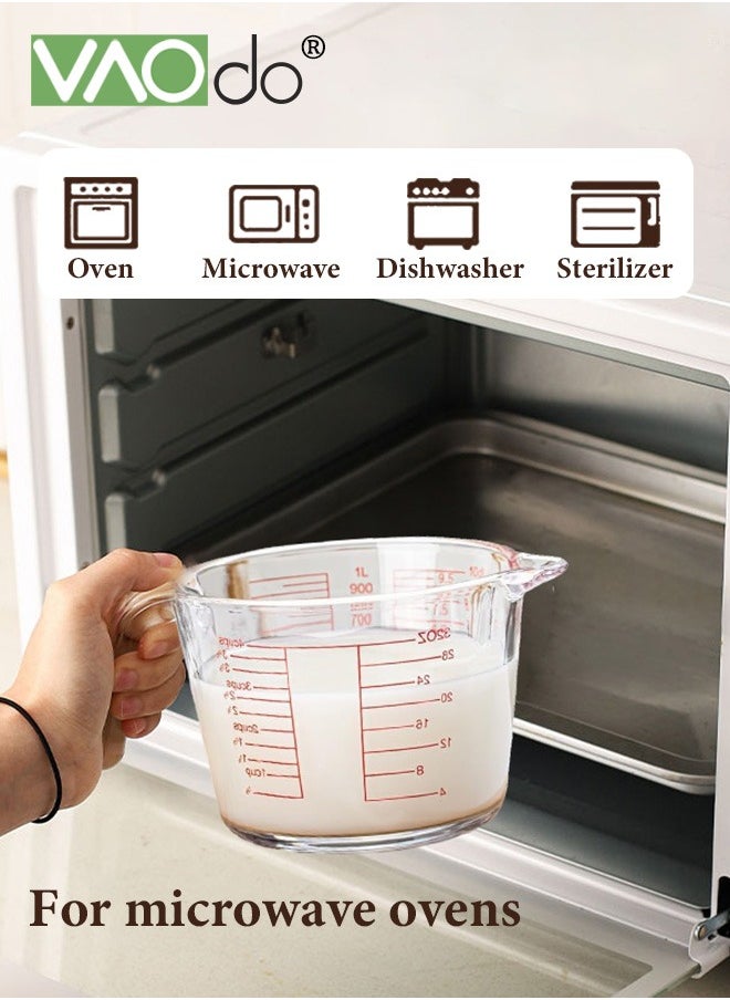 VAOdo Glass Measuring Cup with Filter and Egg Beater for Baking and Cooking, Dishwasher Freezer Microwave and Preheated Oven Safe  - Image 4