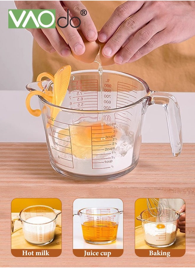 VAOdo Glass Measuring Cup with Filter and Egg Beater for Baking and Cooking, Dishwasher Freezer Microwave and Preheated Oven Safe  - Image 5