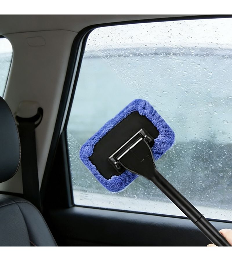 5 Pieces Car Window Cleaning Tool Set 1 Handle 4 Replacement Cloths - Image 4