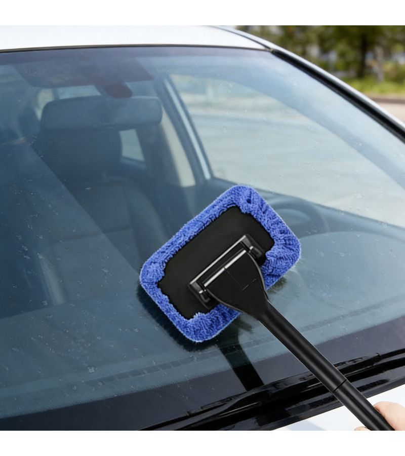 5 Pieces Car Window Cleaning Tool Set 1 Handle 4 Replacement Cloths - Image 5