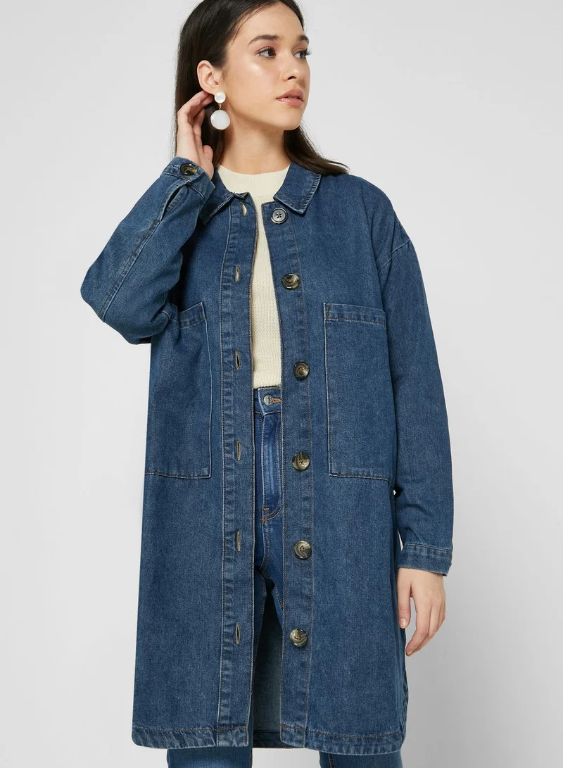 Jacqueline de Yong Longline Denim Shirt