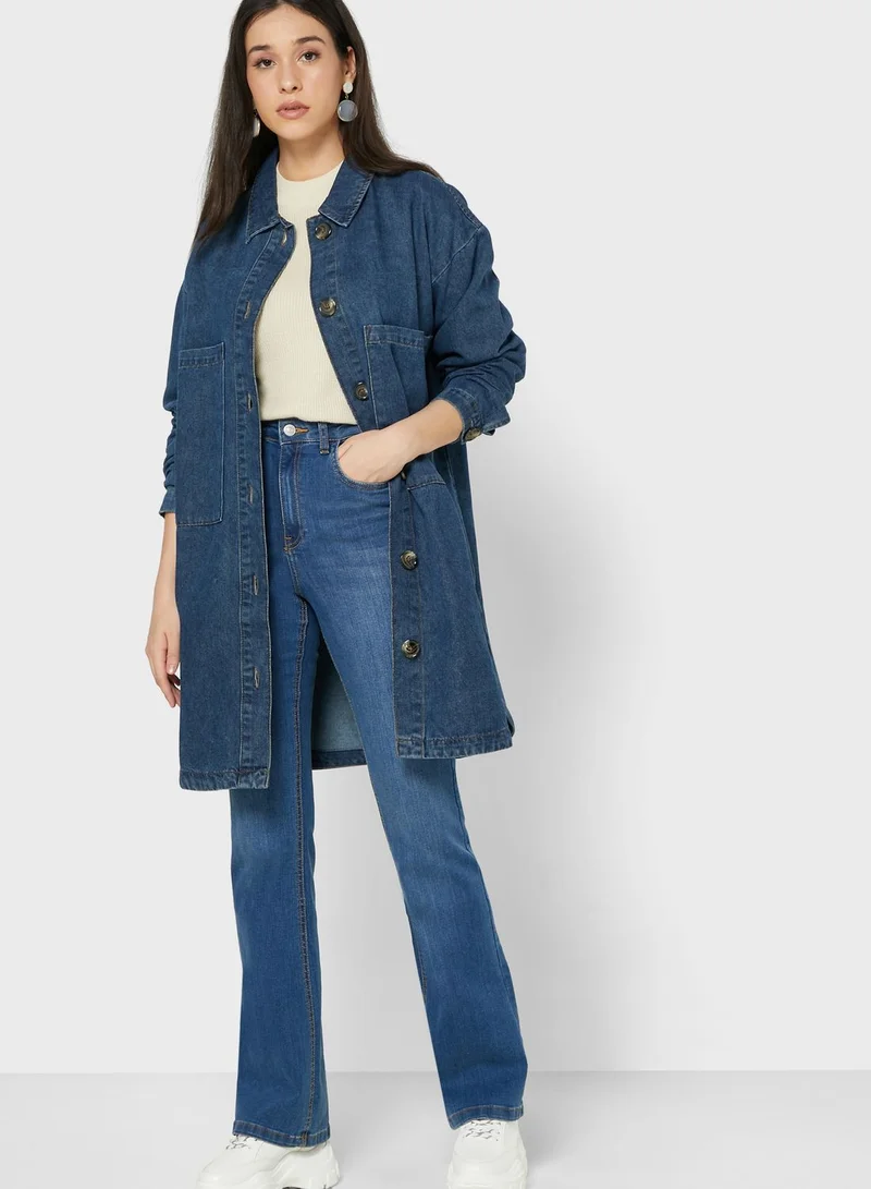 Jacqueline de Yong Longline Denim Shirt