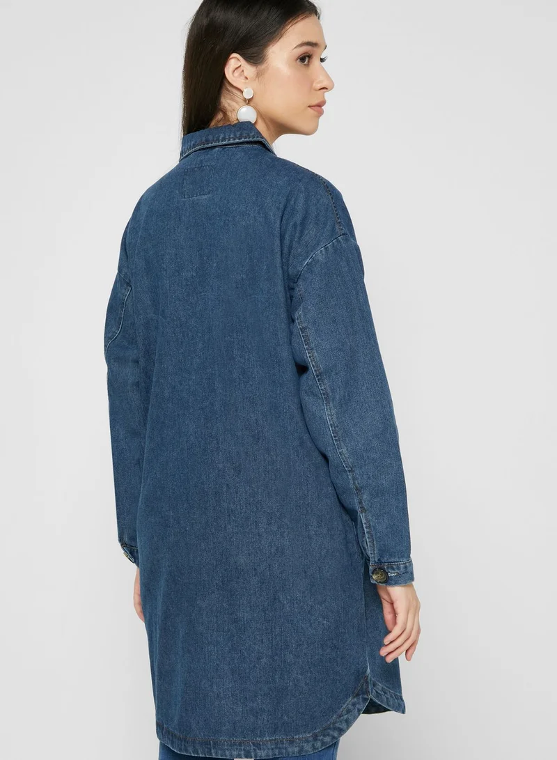Jacqueline de Yong Longline Denim Shirt