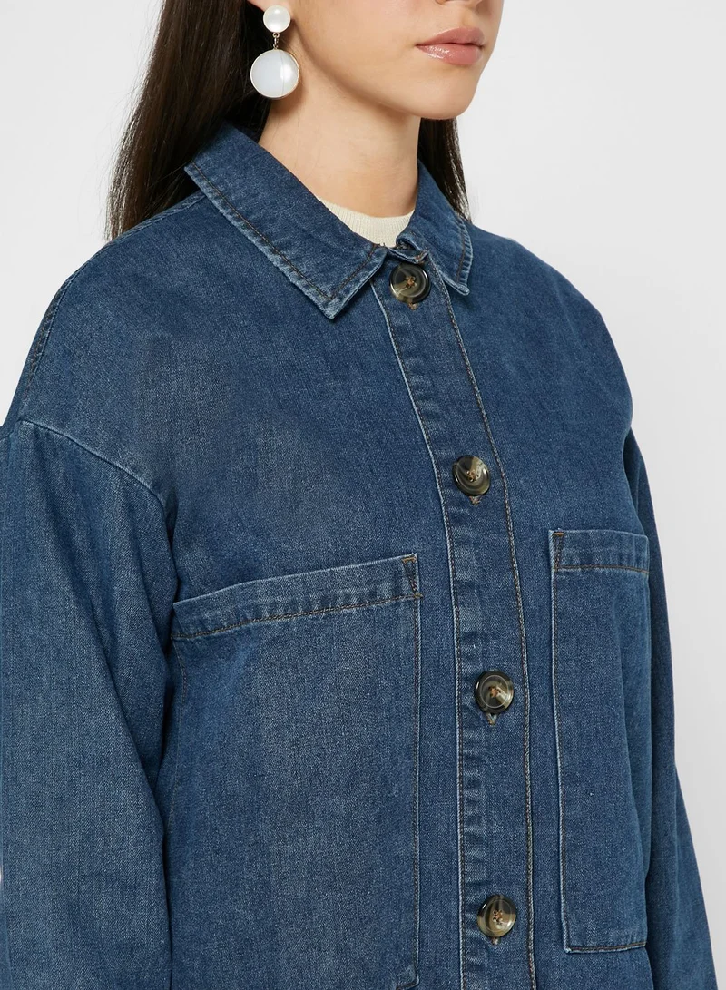 Jacqueline de Yong Longline Denim Shirt