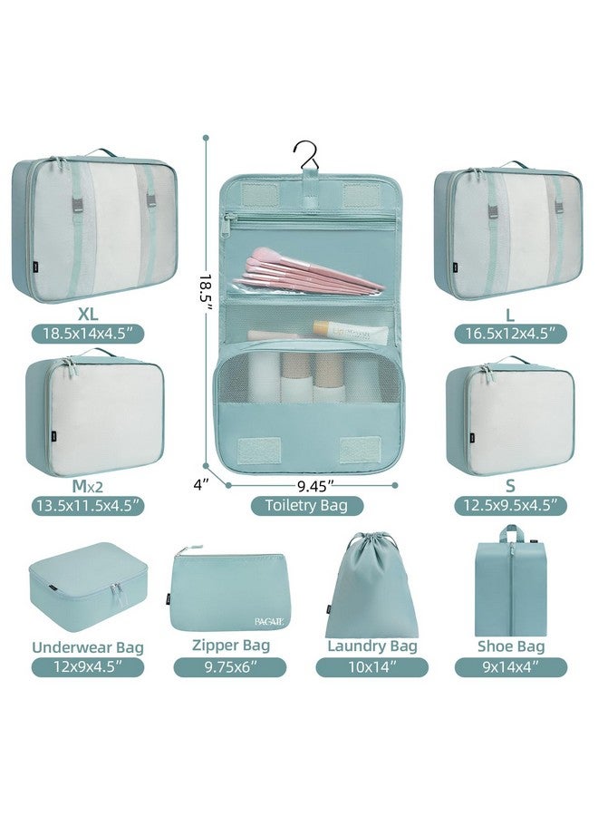 BAGAIL 10 Set Packing Cubes Various Sizes Packing Organizer for Travel Accessories Luggage Carry On Suitcase-Dusty Blue - Image 2