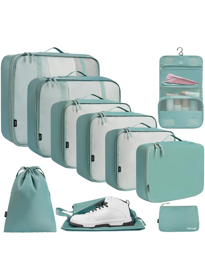 BAGAIL 10 Set Packing Cubes Various Sizes Packing Organizer for Travel Accessories Luggage Carry On Suitcase-Dusty Blue - Image 1