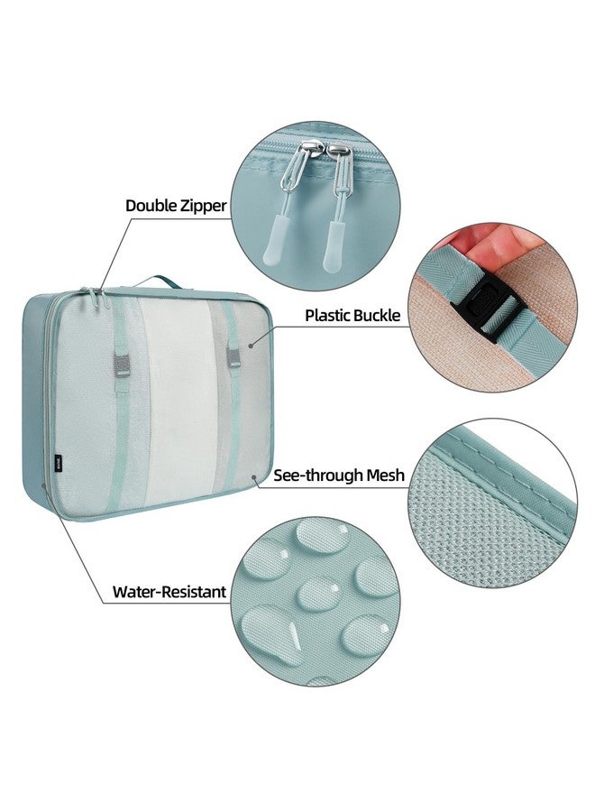 BAGAIL 10 Set Packing Cubes Various Sizes Packing Organizer for Travel Accessories Luggage Carry On Suitcase-Dusty Blue - Image 5