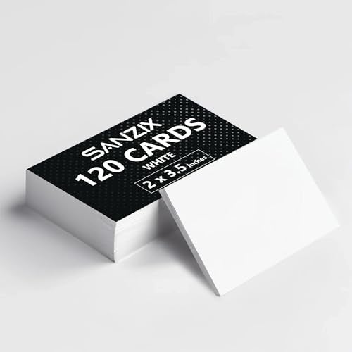 SANZIX 120 Pack Printable Blank Business Cards 2" x 3.5" (White) Heavyweight Cardstock 80 Lbs 220 GSM | Premium Printer Paper | Perfect White Thankyou & Message Cards - Image 1