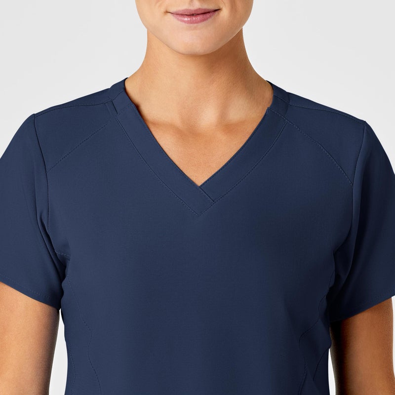 WonderWink W123 Women’s Stylized V-Neck Scrub Top — Navy, Medium - Image 2