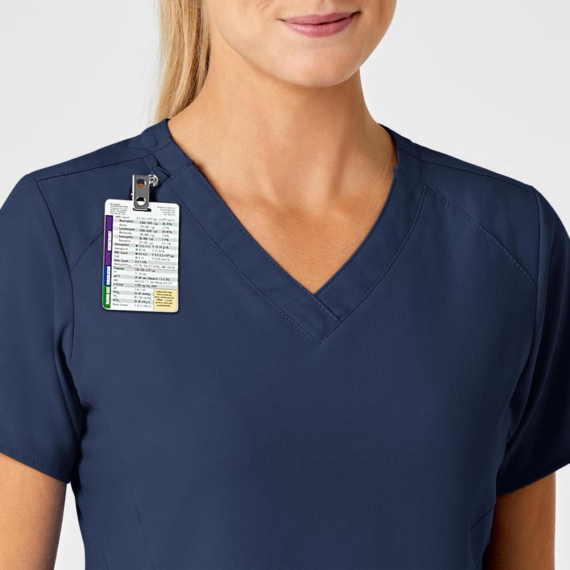 WonderWink W123 Women’s Stylized V-Neck Scrub Top — Navy, Medium - Image 3