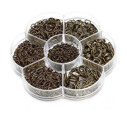Nicedmm 1450 Pcs Bronze Open Circle Jump Rings - 1 Box 3mm 4mm 5mm 6mm 7mm 8mm 10mm Metal Monocyclic Manual Connection Ring for DIY Handicraft Accessories - Image 1