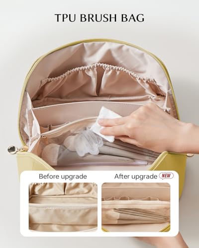 EACHY Travel Makeup Bag,Large Capacity Cosmetic Bags for Women,Portable Pouch Open Flat Toiletry Bag Make up Organizer with Divider and Handle - Image 3
