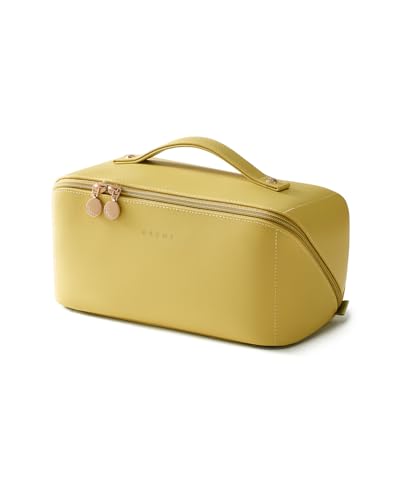 EACHY Travel Makeup Bag,Large Capacity Cosmetic Bags for Women,Portable Pouch Open Flat Toiletry Bag Make up Organizer with Divider and Handle - Image 1