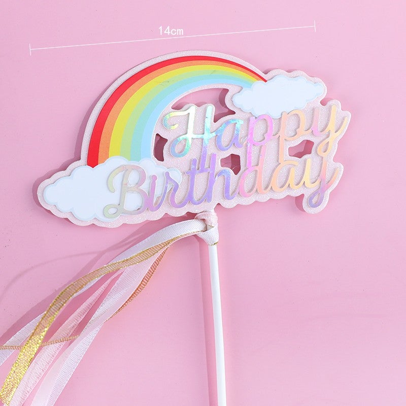 Internet Celebrated Girl Birthday Cake Decoration Ice Queen Elsa Princess Decoration Digital Birthday Light Plug-in Pink Laser Rainbow