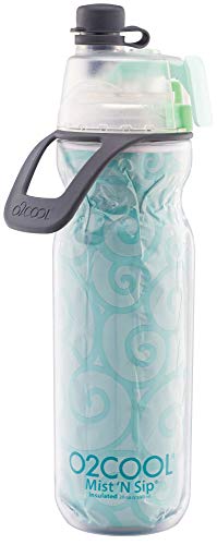 O2COOL Mist 'N Sip Misting Water Bottle 2-in-1 Mist And Sip Function With No Leak Pull Top Spout Sports Water Bottle Reusable Water Bottle - 20 oz (Yoga Mint)
