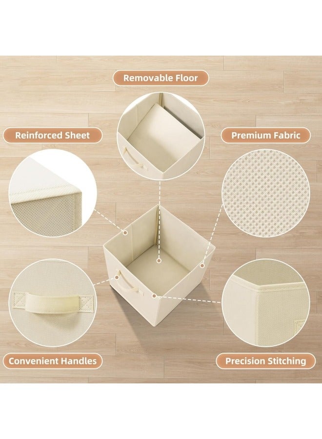 GGEROU 6Pcs Organizer Box Storage, Foldable Fabric Cloth Shelf Organizers Box With Handles, Bins Storage Organizer for Closet,Shelves,Office Beige  - Image 3