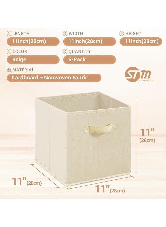 GGEROU 6Pcs Organizer Box Storage, Foldable Fabric Cloth Shelf Organizers Box With Handles, Bins Storage Organizer for Closet,Shelves,Office Beige  - Image 5
