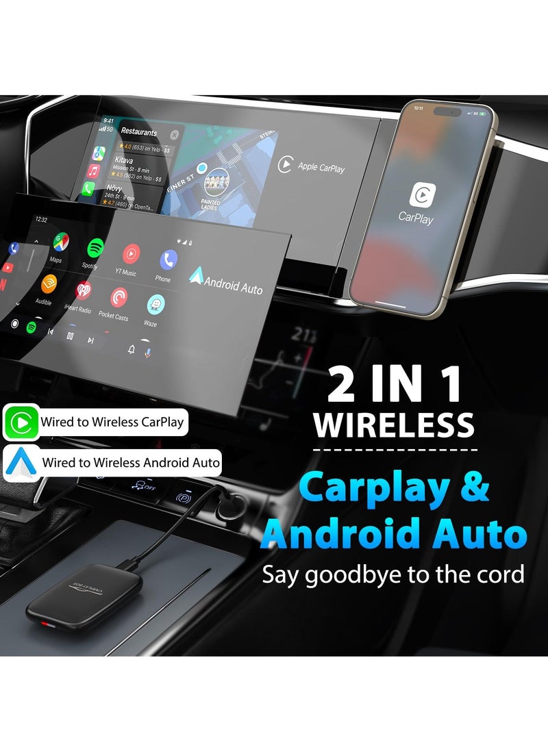 2-in-1 Wireless CarPlay and Android Auto Adapter for Factory Wired CarPlay Cars - CarPlay Dongle with Built-in Netflix and YouTube - Convert Wired to Wireless CarPlay Adapter - Image 3