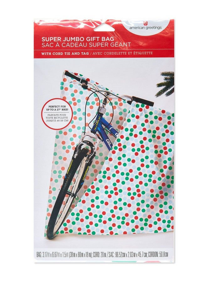 American Greetings Jumbo Plastic Gift Bag For Christmas All Holidays Red And Green Dots (1 Bag 6.67 Ft. X 3.17 Ft.) - Image 3