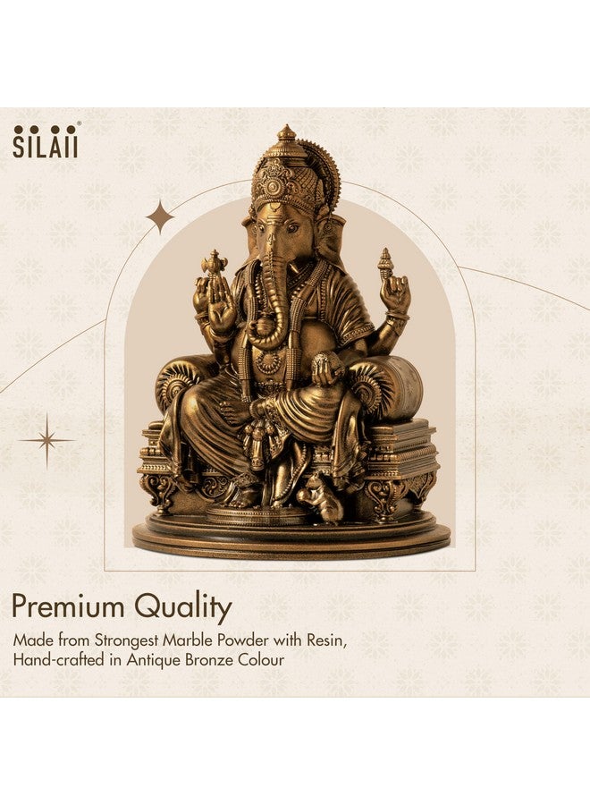 SILAII Lord Ganesha Idol for Home Decor - 6 Inch Small Ganesha Idol | Handmade Ganesh Murti | Ganesha Idols for Home & Office | Spiritual Gift & Decorative Ganesha Idols - Image 4