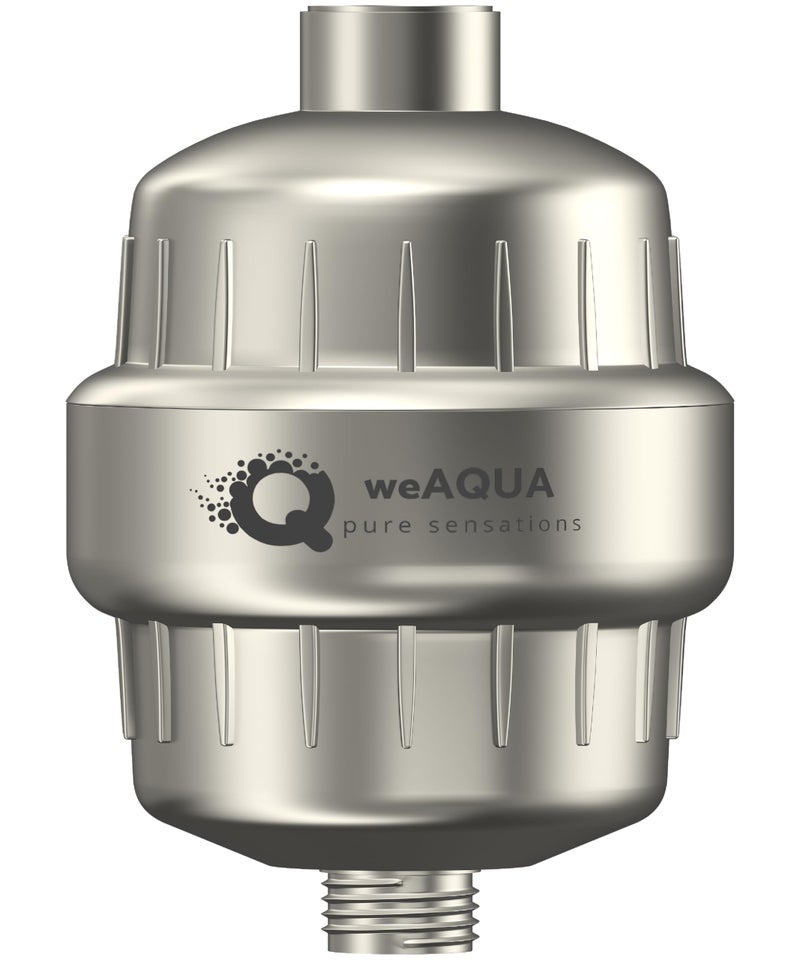 weAQUA Heavy Duty NO BS Shower Filter â€“ 99% Removal for Hard Water, Chlorine, Fluoride, Heavy Metals, Micro-life, Organics and More (Brushed Nickel) - Image 1